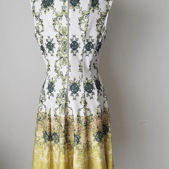 Julian Taylor Yellow & White A-line Midi Dress Size 12 - Picture 6 of 11